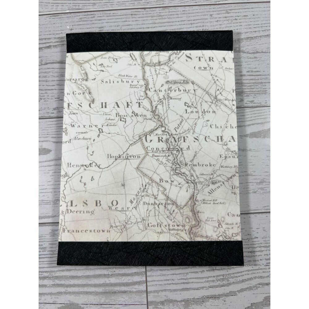 Handmade Notebook  Geographical Map w/Black Trim  4.25"x5.5" Journal